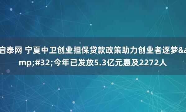启泰网 宁夏中卫创业担保贷款政策助力创业者逐梦&#32;今年已发放5.3亿元惠及2272人